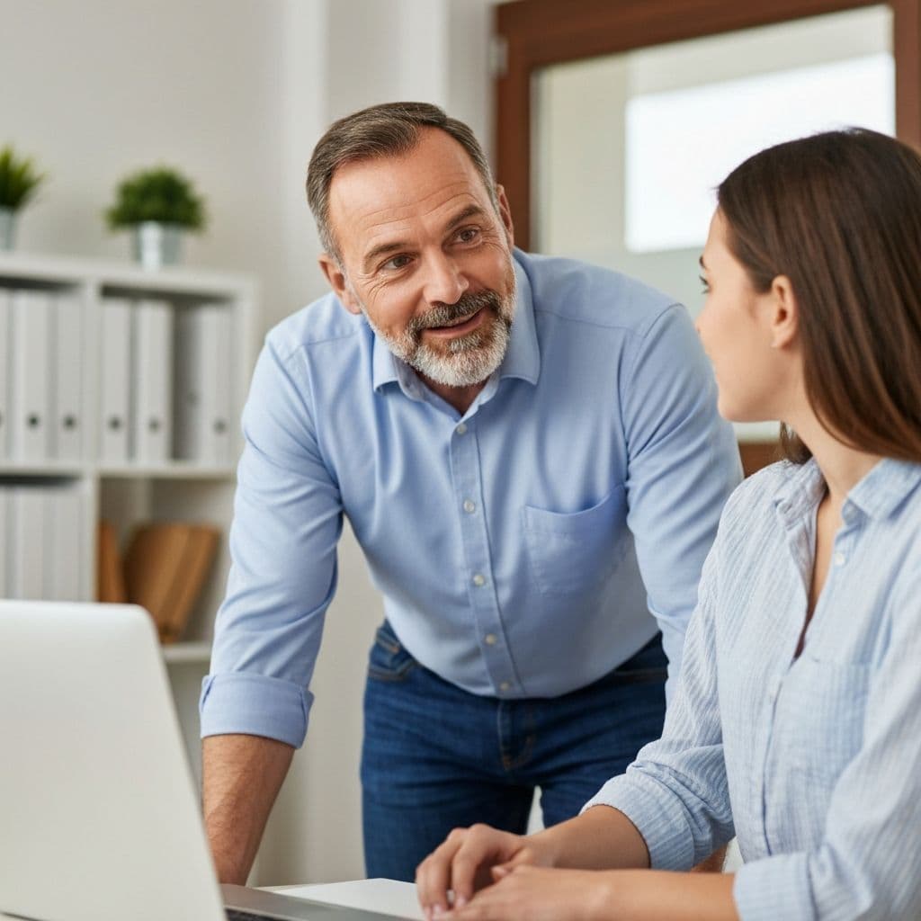 Support worker having meaningful conversation with young person